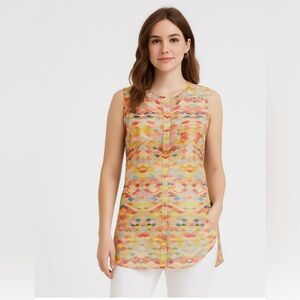 Cabi Avery Tunic top Aztec Print Medium boho sleeveless geometric slightly sheer